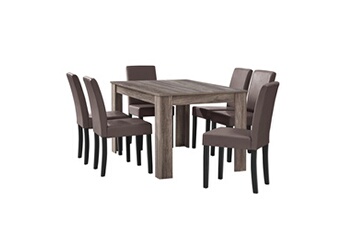 Helloshop26 Ensemble table et chaises de jardin Table à manger avec 6 marron 140 x 90 cm brun 03_0004074