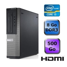 Ordinateur Dell Optiplex 390 Desktop - Noir - Intel Core i3-2120 / 3.30 GHz - RAM 8 Go - HDD 500 Go - DVD - HDMI - Gigabit Ethernet - Windows 7