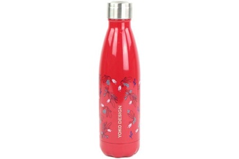Gourde et poche à eau AUCUNE Yoko design bouteille isotherme de 500 ml motif primavera framboise
