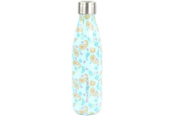 Gourde et poche à eau AUCUNE Yoko design bouteille isotherme de 500 ml décor cachemire bleu