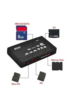 Lecteur USB 2.0 multi carte mémoire : Micro Mini SD / SDHC TF M2 MMC MS Duo Compact flash XD