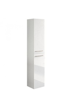 colonne salle de bain suspendue avec 2 portes coloris blanc laqué - 150 x 30 x 25 cm --