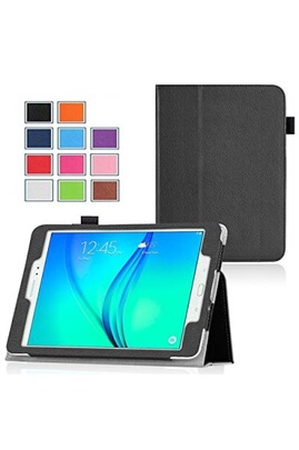 Housse Tablette XEPTIO Housse Samsung Galaxy Tab A 7 pouces 2016 / Tab A6  SM-T280/SM-T285 Cuir Style noire avec Stand - Etui coque noir de protection  tablette Samsung