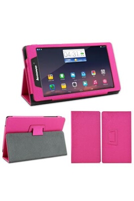 Housse Lenovo Tab 2 A7-10 (ou A7-10F) 7 pouces Cuir Style rose avec Stand -  Etui coque de protection tablette Lenovo Tab 2 A7-10 - accessoires