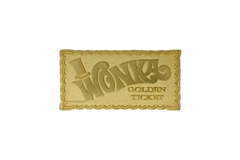 Figurine pour enfant Fanattik Charlie et la chocolaterie - réplique mini golden ticket (plaqué or)