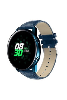 montre connectée generique bracelet en cuir véritable crocodile pour samsung galaxy watch active 20mm - bleu