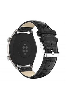 montre connectée generique bracelet en cuir véritable texture crocodile de 22 mm pour huawei watch gt/watch 2 pro/honor watch magic - noir