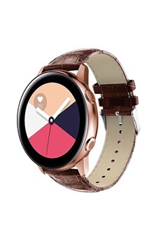 montre connectée generique bracelet en cuir véritable crocodile pour samsung galaxy watch active 20mm - marron