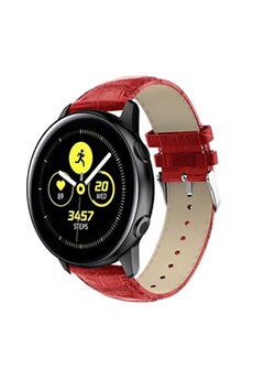 montre connectée generique bracelet en cuir véritable crocodile pour samsung galaxy watch active 20mm - rouge