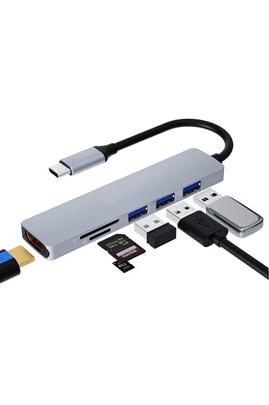 Hub USB GENERIQUE Hub USB Multiprise TYPE-C vers HDMI Hub Station  d'accueil 6 en un Lecteur de carte SD / TF Convertisseur pour  ordinateur portable USB3.0 * 3