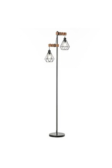 autres luminaires homcom lampadaire design industriel 40 w max. double suspension métal filaire hauteur réglable noir