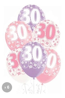 Article et décoration de fête Unique 6 ballons anniversaire 30 ans