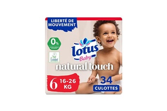 Couche bébé Lotus Baby Couches culottes douceur naturelle taille 6 - 16 a 26 kg - le paquet de 34 culottes