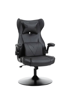 Fauteuil gaming fauteuil de bureau gaming base ronde métal pivotante 360° hauteur réglable coussins intégrés revêtement synthétique noir