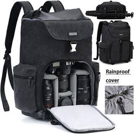 Rivacase 7440 Housse Bandoulière Reflex Numérique – Noir, Compartiment Objectif Monté, Poches Accessoires, Intérieur Velours