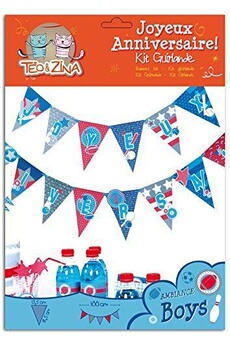 Article et décoration de fête Teo & Zina Téo & zina pak06c kit guirlande boys papier bleu/rouge 21 x 30,5 x 0,5 cm