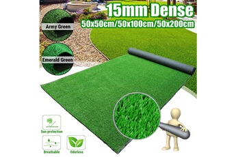 Broyeur de végétaux Insma 15mm dense de gazon artificiel herbe synthétique réaliste intérieure / extérieure mommande d'intérieur d'intérieur vert (50cmx200cmx15mm)