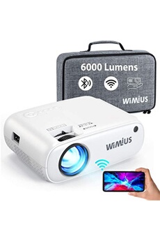 Vidéoprojecteur Wimius Videoprojecteur WiFi Bluetooth, W2 6000L Mini Projecteur Supporte 1080p Full HD Retroprojecteur Portable avec Fonction de 50% Zoom