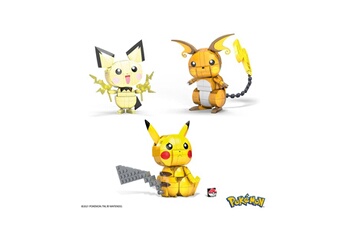 Figurine pour enfant Mattel Pokémon - jeu de construction mega construx wonder builders pikachu evolution trio 13 cm