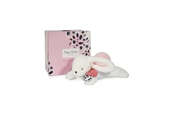 Doudou DOUDOU ET COMPAGNIE - peluche lapin - 25 cm - lapin pompon blanc/rose - happy blush - jolie boîte cadeau - happy doudou to.