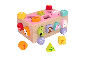Véhicules miniatures GENERIQUE Wooden animal puzzle car toy for toddler ages 1-6 number puzzles car best gifts multicolore