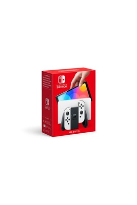 Console Nintendo Switch Nintendo Switch (modèle OLED) avec station d’accueil et manettes Joy-Con blanches