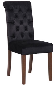 chaise clp trading clp chaise de salle à manger lisburn avec pieds en bois de caoutchouc , noir /velours