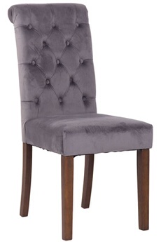 chaise clp trading clp chaise de salle à manger lisburn avec pieds en bois de caoutchouc , gris foncé/velours