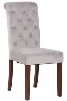 chaise clp trading clp chaise de salle à manger lisburn avec pieds en bois de caoutchouc , gris/velours
