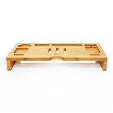 Porte-moniteur - Bambuswald -Compartiments de rangement - 60x8,5x30 cm - En bambou