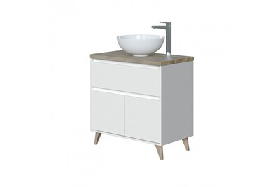 Meuble Salle De Bain Pegane Meuble Bas Salle De Bain Avec 2 Portes Coloris Alaska Chene A Nœuds Blanc Brillant Hauteur 80 X Longueur 80 X Profondeur 45 Cm Darty