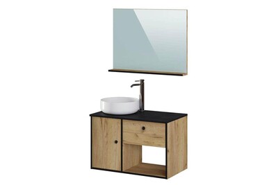 Meuble Salle De Bain Bobochic Meuble De Salle De Bain 80cm Itampa Chene Et Noir Darty