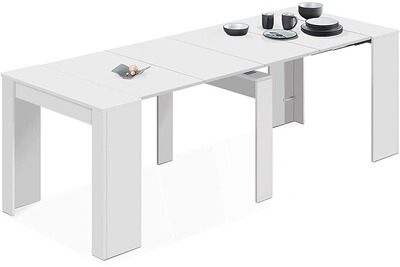 77 x 90 x 51-239 cm PEGANE Table Extensible Multiposition Coloris Blanc Brillant Dim 