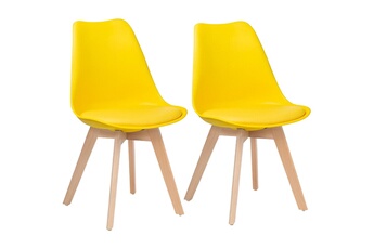 Le Stock Design Chaises Lot de 2 chaises style scandinave jaune - skagen