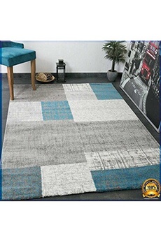 Tapis pour enfant Vimoda Designer tapis poils courts en turquoise bleu, gris et blanc à carreaux aspect facile d'entretien – vimoda, dimensionsâ?¯: 120&nb