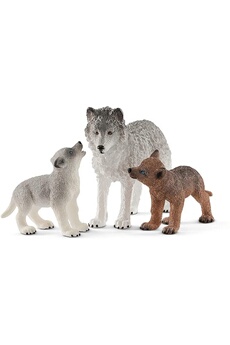 Figurine de collection Schleich Schleich 42472 - wild life - maman loup avec louveteaux
