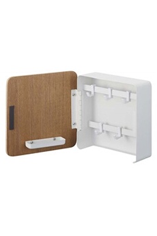 boite de rangement yamakazi yamazaki - boîte à clés magnétique rin key box blanc et marron