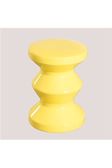 table d'appoint sklum table d'appoint ronde en céramique (ø33 cm) bolöh jaune néon 44 cm