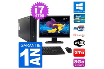 Unité Centrale Hp Pc Hp 600 G1 Sff Ecran 27" Intel Core I7-4790 Ram 8go Disque 2to Windows 10 Wifi