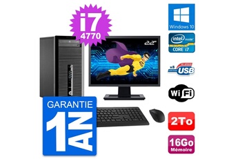 Unité Centrale Hp Pc Tour Hp 400 G1 Ecran 22" Intel I7-4770 Ram 16go Disque 2to Windows 10 Wifi