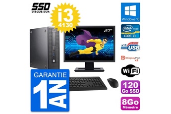 Unité Centrale Hp Pc Hp Prodesk 600 G1 Sff Ecran 27" I3-4130 Ram 8go Ssd 120go Windows 10 Wifi