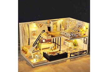 Poupée Maerex Diy maison de poupée moderne - la maison moderne - kit de meubles de maison de poupée - boite à lumière led - cadeau d'enfant