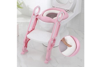 Réducteur toilette Vinteky Siège de toilette enfant bébé formation échelle marches pliable wc pot éducatif-rose-blanc