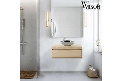 Meuble Salle De Bain Wilson Meuble Suspendu 90 Cm 1 Tiroir Chene Naturel Helena Darty