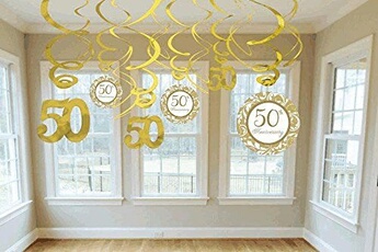 Article et décoration de fête Amscan Amscan international décoration à suspendre avec 12 spirales 50e anniversaire doré