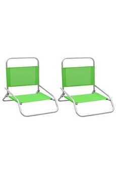 ensemble table et chaises vidaxl chaises de plage pliables 2 pcs vert tissu