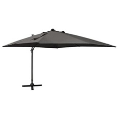 Zweefparasol met paal en LED-verlichting 300 cm antracietkleur312346