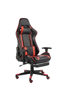 Chaise gaming pivotante avec repose-pied Rouge PVCChaise Gamer Siège Gaming Fauteuil Gamer