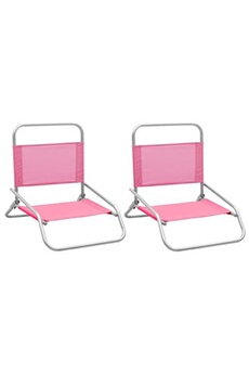 chaises de plage pliables 2 pcs rose tissu