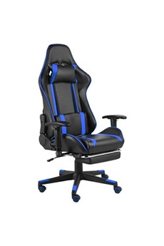 Chaise gaming pivotante avec repose-pied Bleu PVCChaise Gamer Siège Gaming Fauteuil Gamer